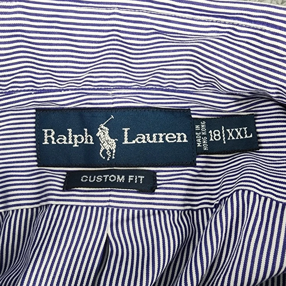 Polo Ralph Lauren‎ Shirt Mens XXL Purple Stripe Custom Button Down Red Pony Logo